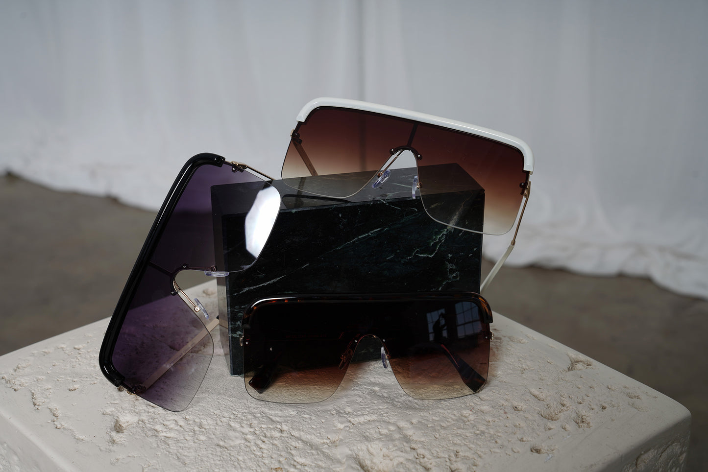 White Flat Top with Brown Gradient Sunglasses