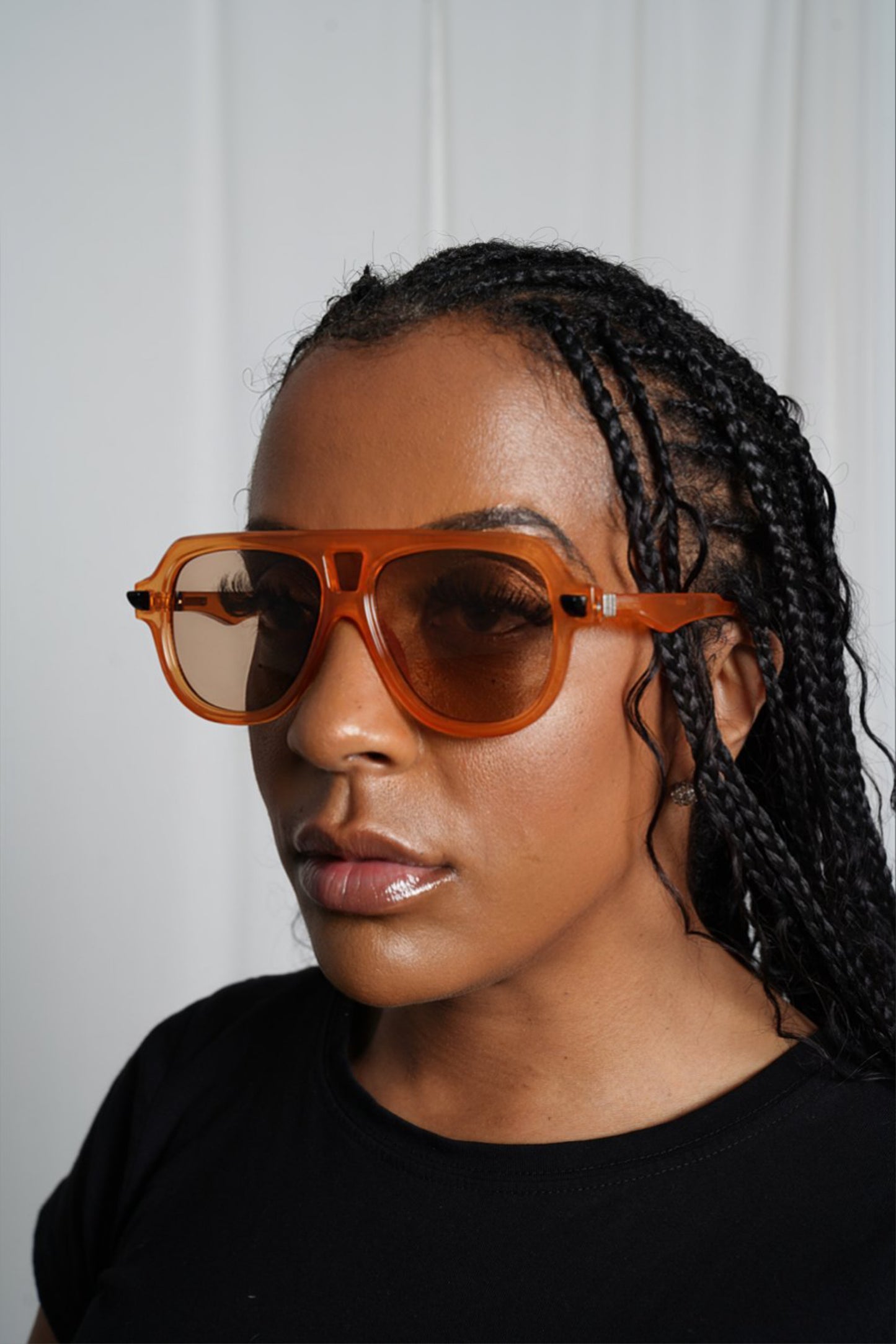 Double Bridge Orange Aviator Sunglasses