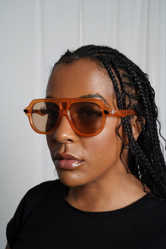 Double Bridge Orange Aviator Sunglasses