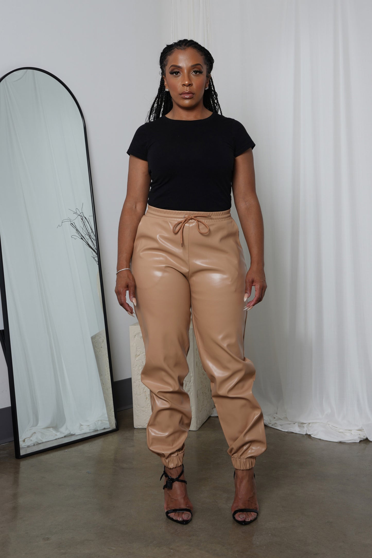 Beige Leather Pants