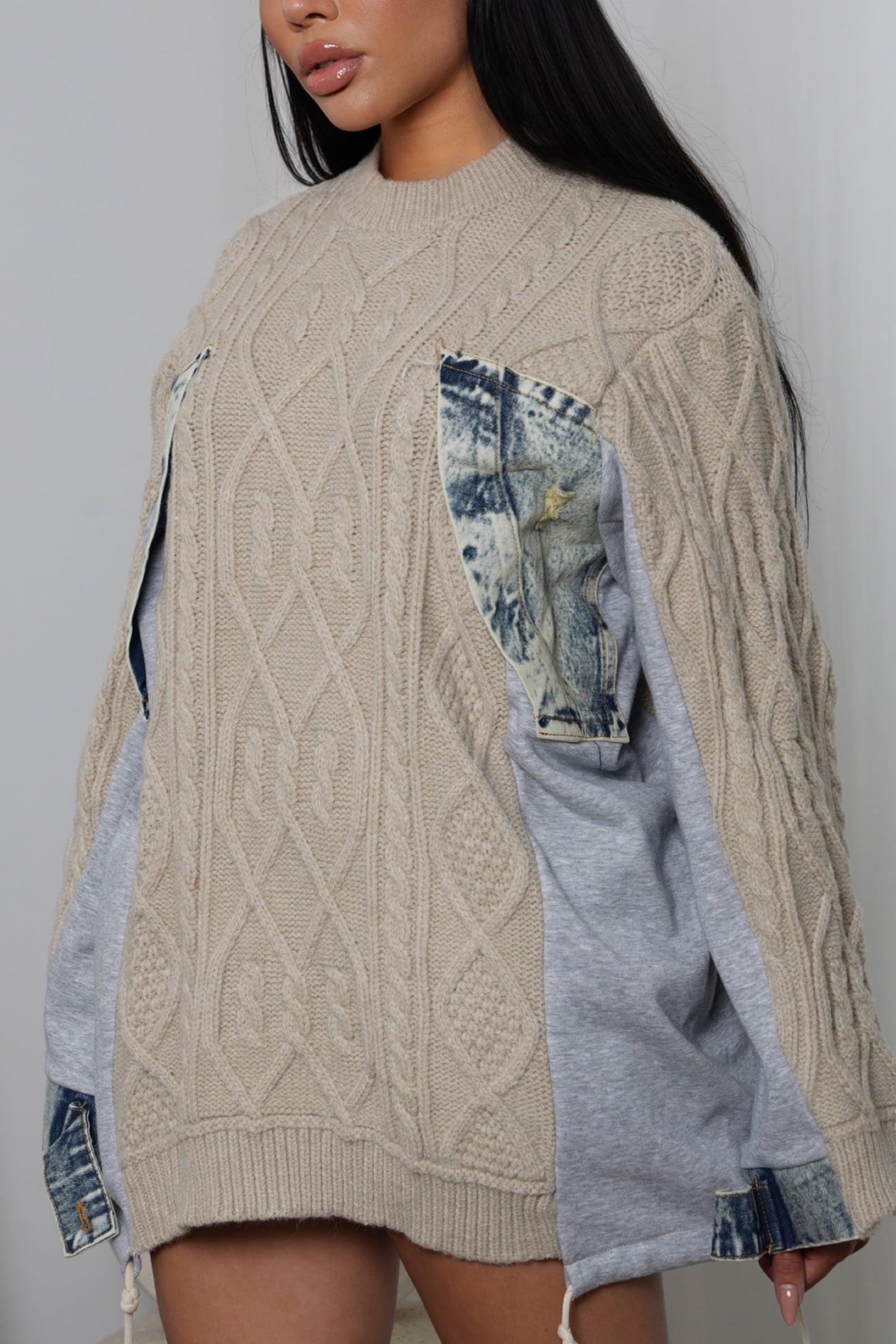 Beige Denim Sweater